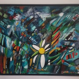 November Daisy 21" x 25" Acrylic Painting (with Poem)