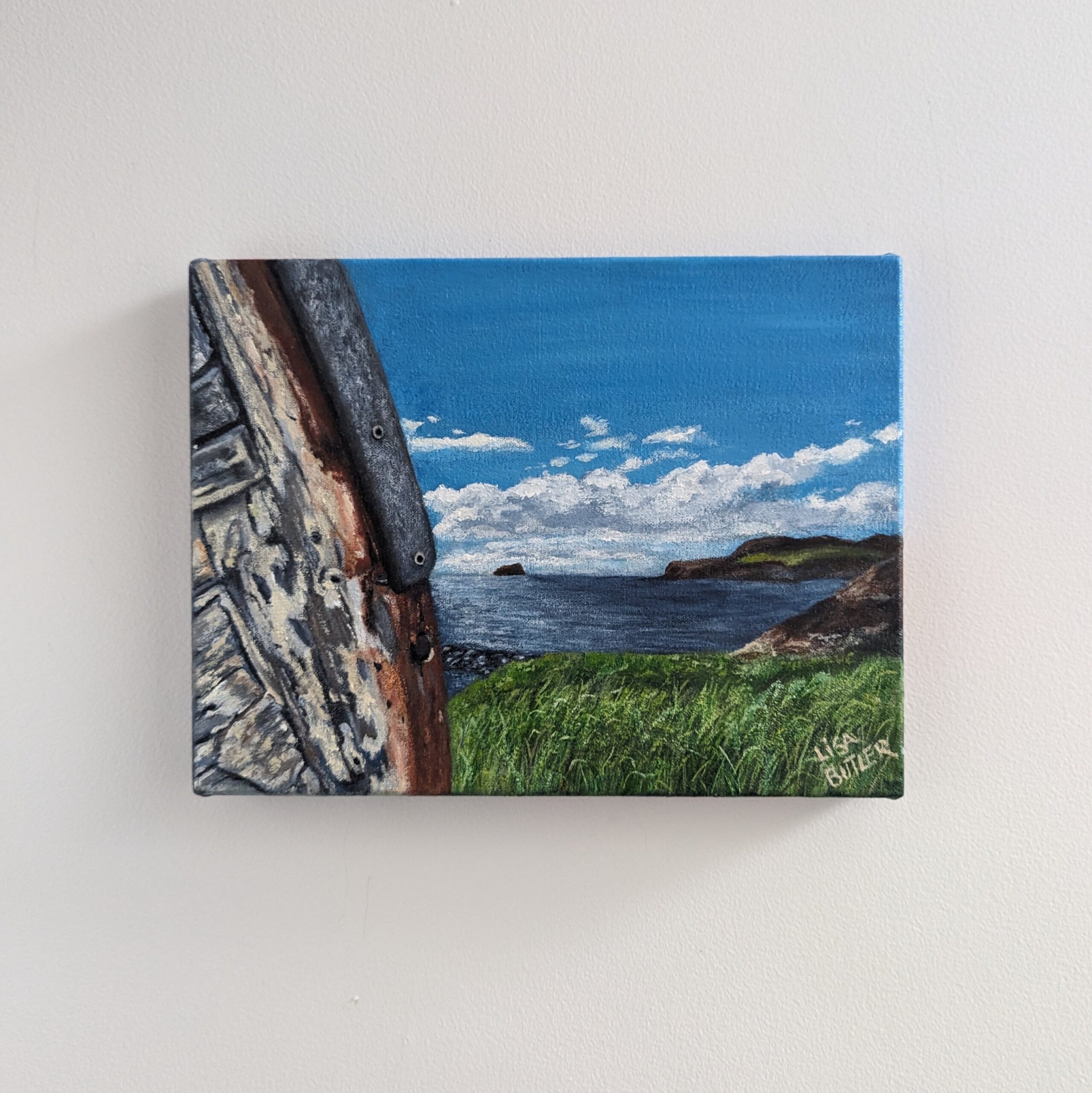 Grounded 9" x 12" Acrylic Painting of Back Harbour, Newfoundland