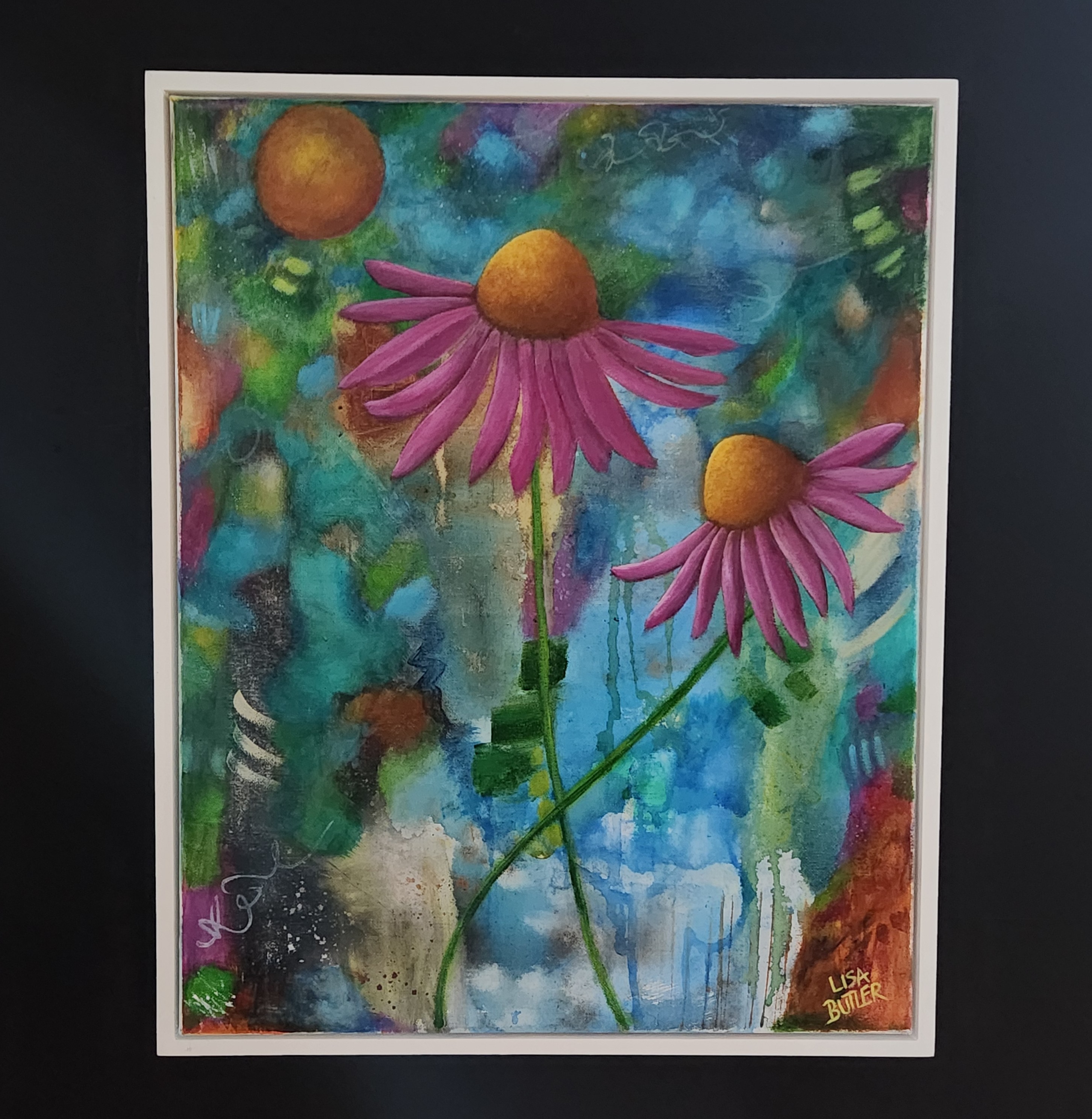 Soaking up the Sun 17" x 21" (Framed) Mixed Media Painting